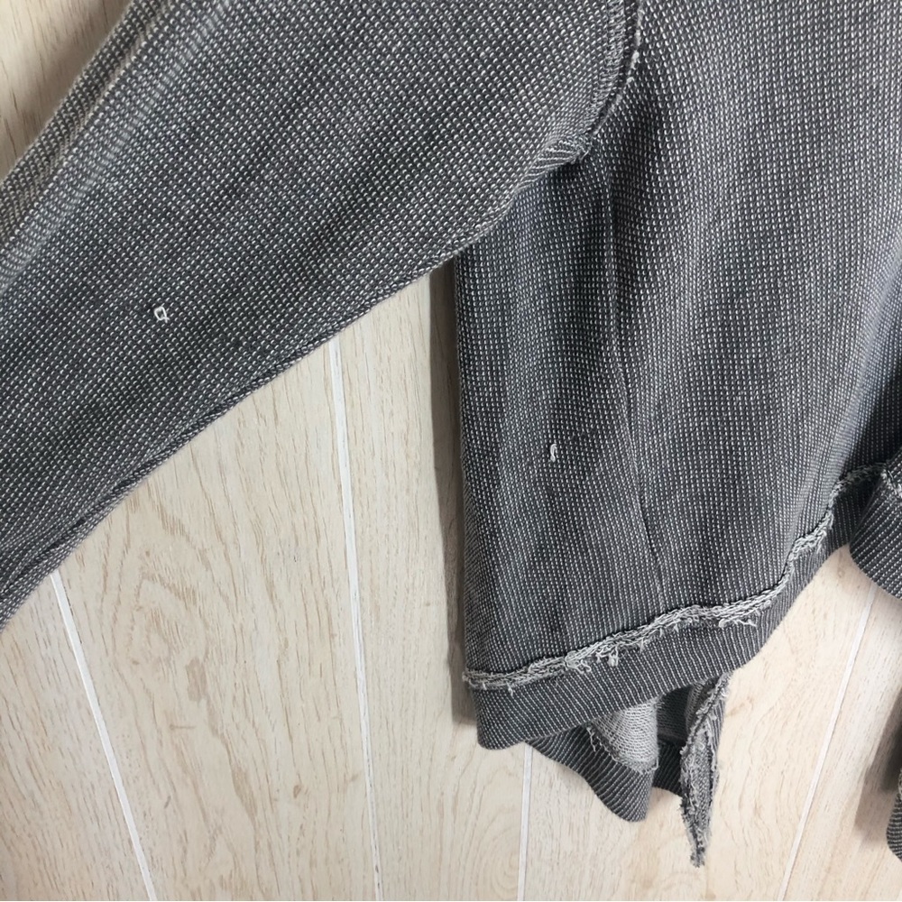 Johnny Was Pete & Greta Gray Raw Hem Open Front Cardigan - Picture 3 of 7